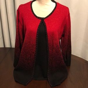 Alfred Dunner Red/Black Long Sleeve Top